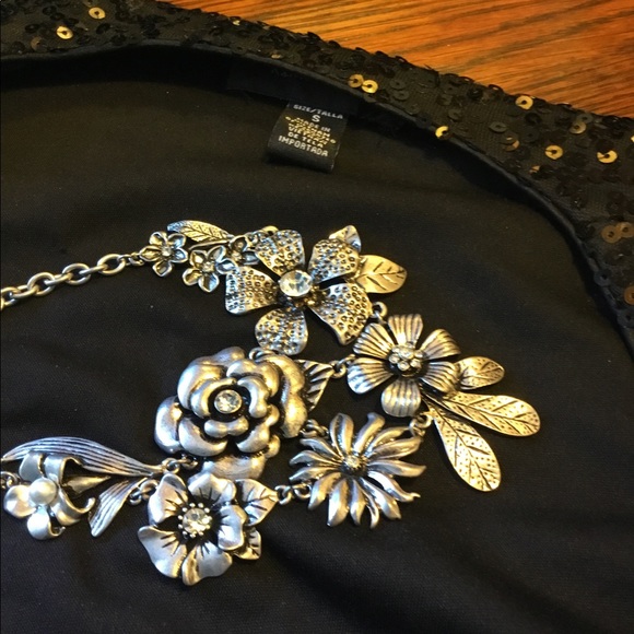 Black sequins cropped bolero band bling jacket SzS - Picture 5 of 8